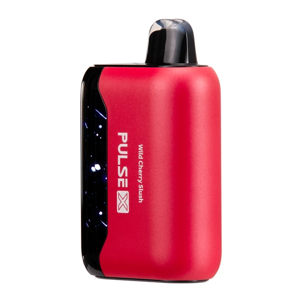 Close-up of a disposable vape showing green, blue, and red LED snail battery voltage colors indicators on the bottom edge
